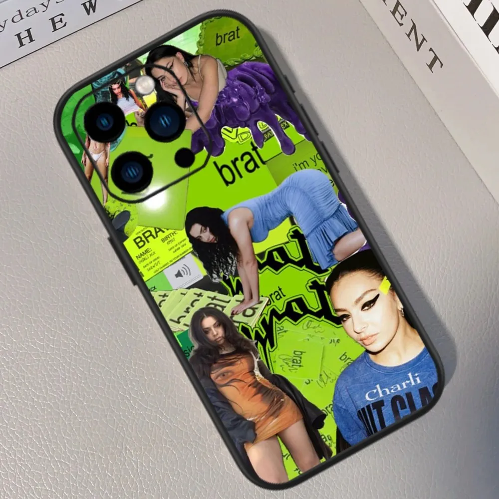 Charli XCX BRAT Singer Phone Case For iPhone 13 14 15 11 12 Mini Pro Max XR X Black Shell