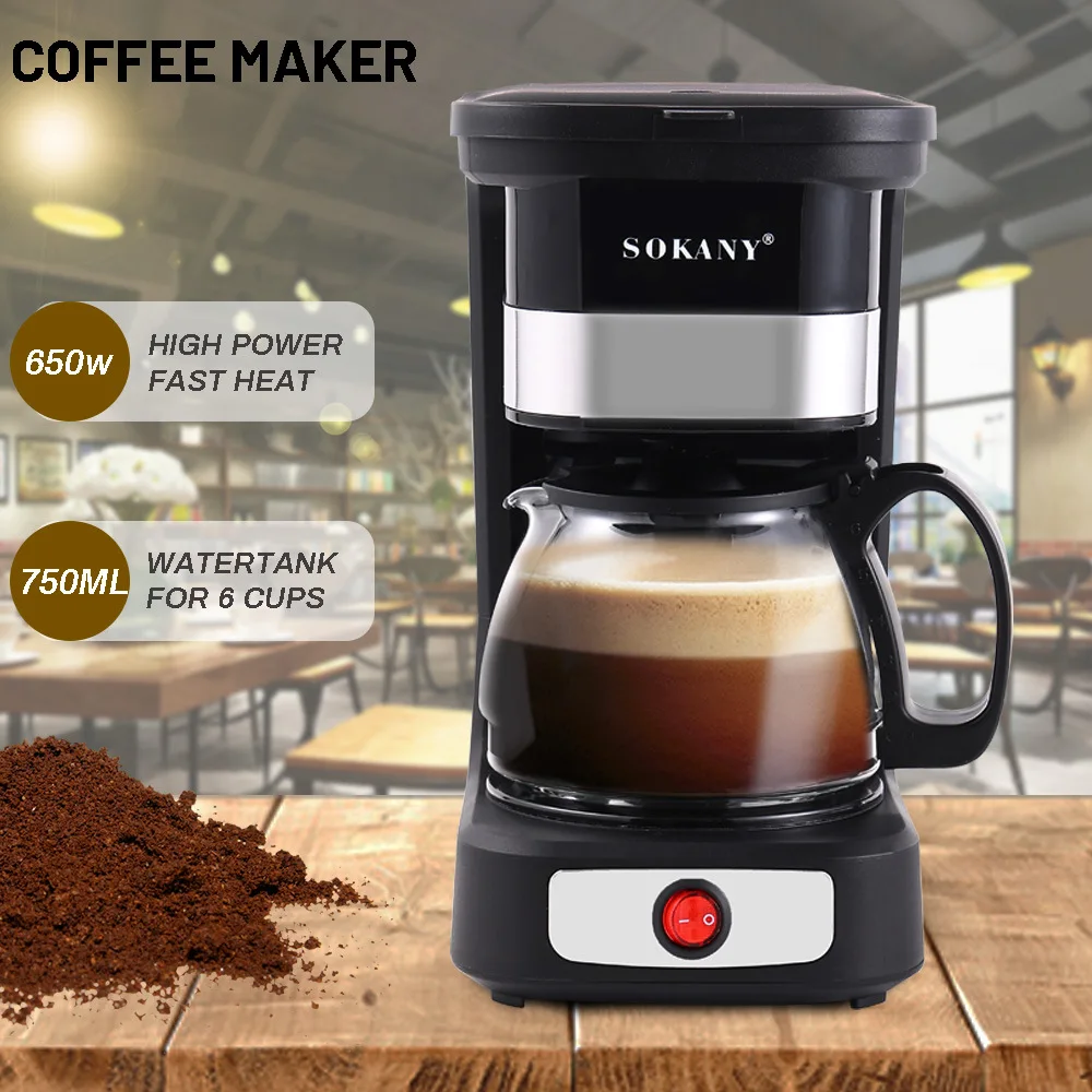 

Cross-border American European coffee machine household automatic American drip coffee machine 750ml small capacity and power 65