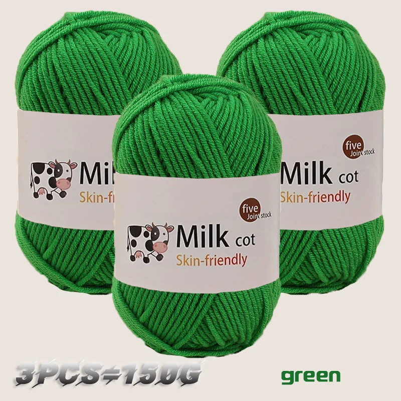 150 g 5-strängiges Milchgarn, handgefertigt, mitteldick, zum Selbermachen, gewebt, für Puppen, Pullover, Blumenmütze, Schal, Garnball