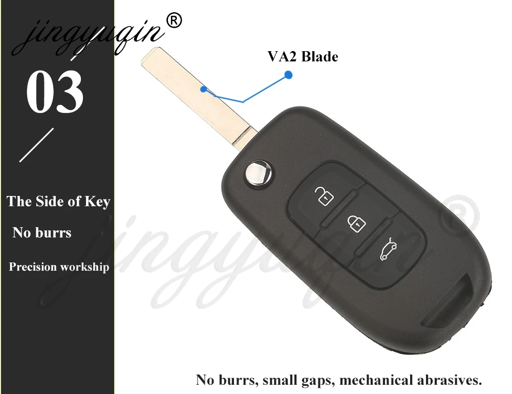 jingyuqin 2/3 Tasten VA2/VAC102 Klappbarer Autoschlüssel-Gehäuse für Renault Logan Duster Sandero Oroch ohne PCB-Gehäuse Ersatz – Detail 8