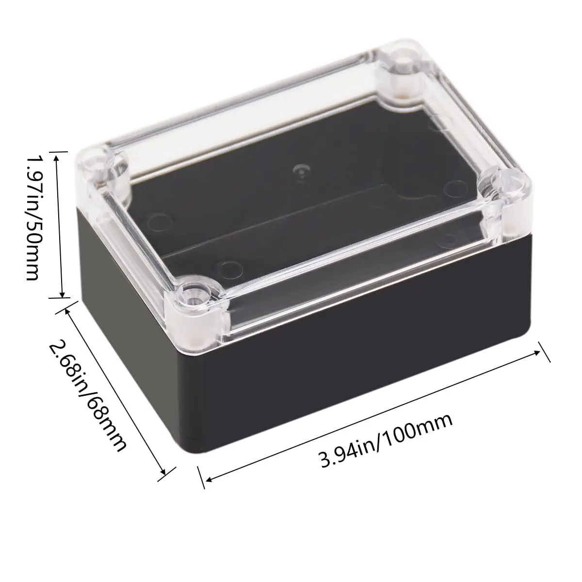 Project Box Waterproof Junction Box ABS Plastic Black Electrical Boxes DIY Electronic Project Case Power Enclosure Clear Cover