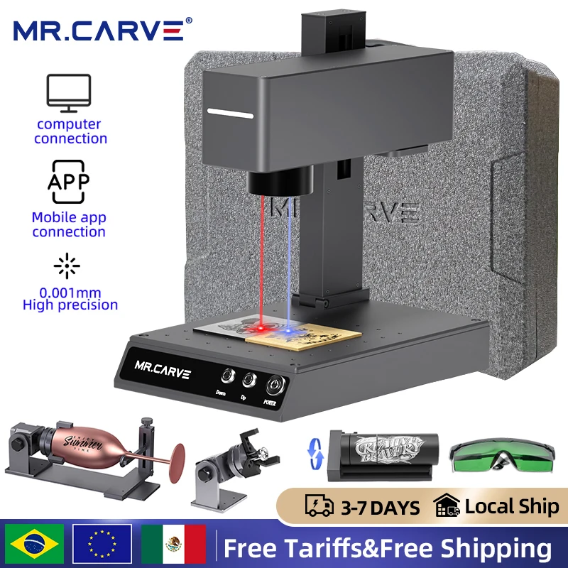 MR.CARVE M4 Double-optical All-material optical Fiber Marking Machine Portable Desktop Metal Engraving Machine