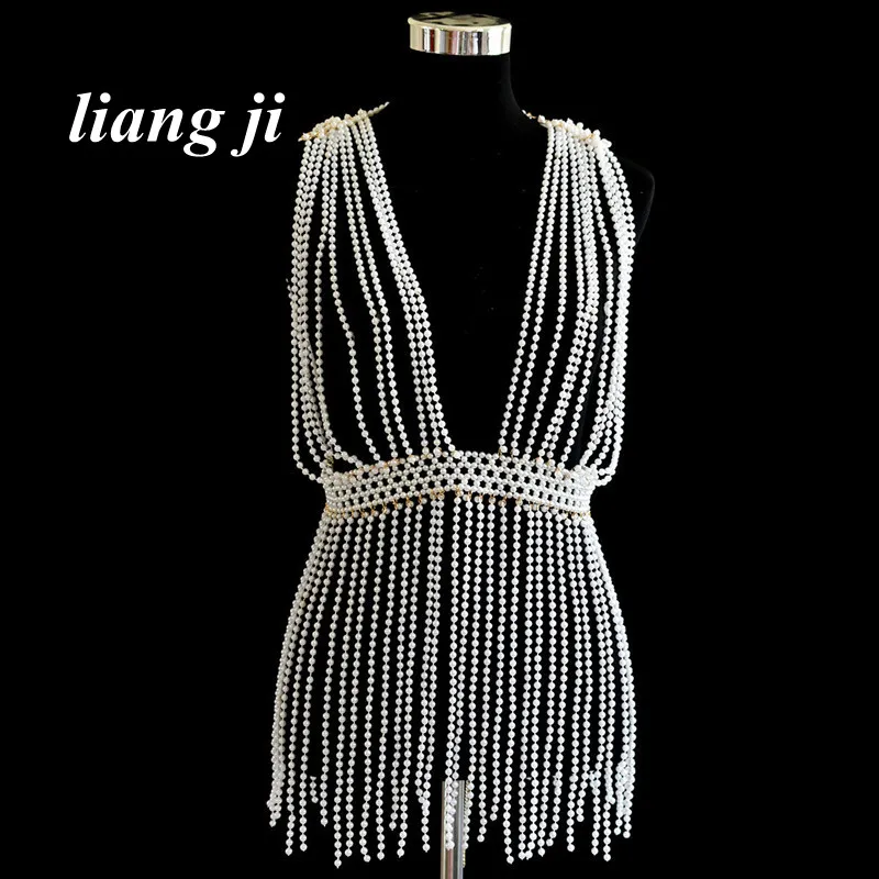 Body Jewelry Simulated Pearl Sexy Skirt Chain Bikini Chest Chain Makeup Dance Lumbar Chain Dress Bra Chain портупея