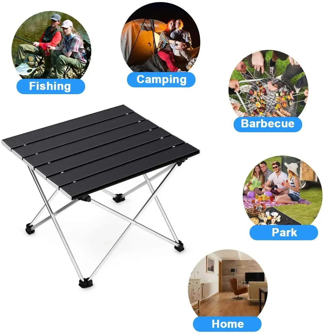 Table de camping pliante portable ultralégère, bureau extérieur pliable, alliage d\'aluminium haute résistance, fête de jardin, pique-nique, barbecue