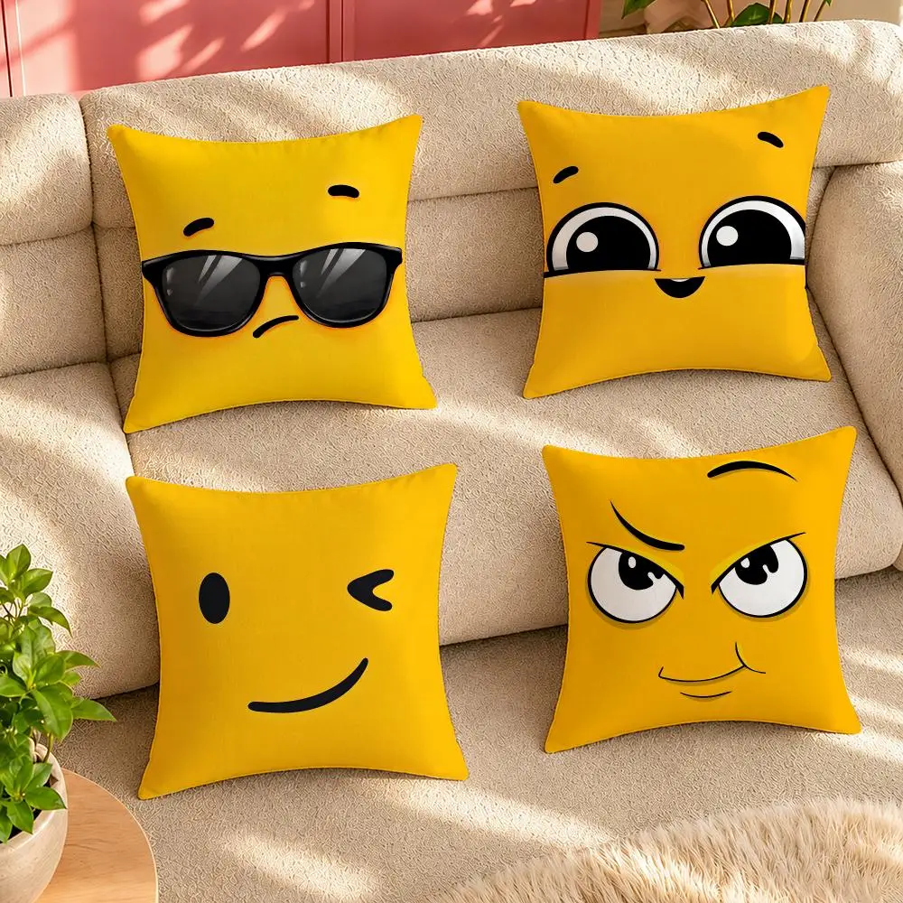 Cute funny emotional expressions Cushion Cover Pillow Cover Decorative Throw Couch Home Decor for Living Room Sofa