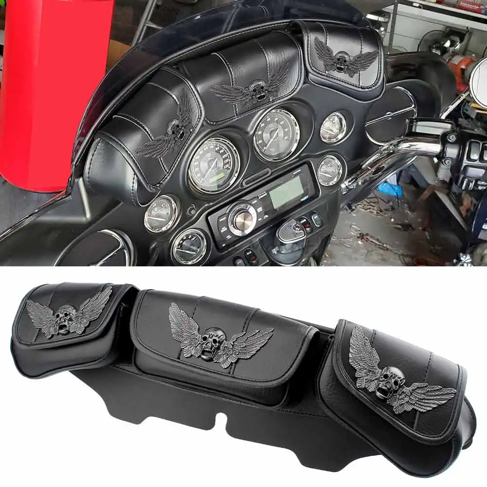 Motorcycle Front Windshield Fairing Bag Windshield Bag Fit For Harley 1996-2013 Windshields 4