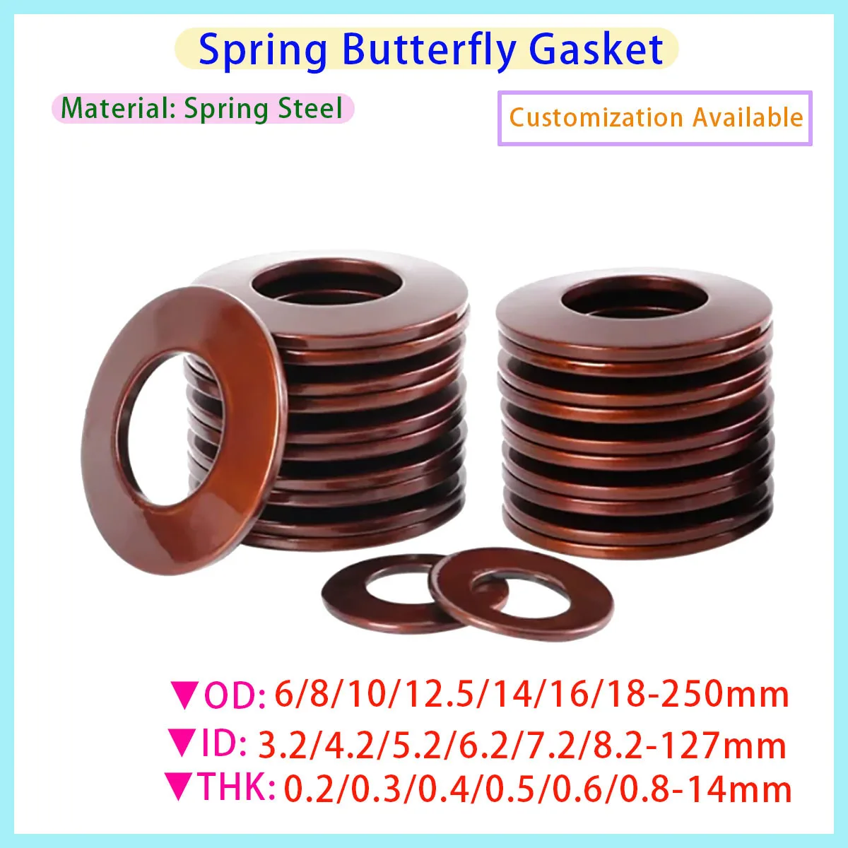 Outer Diameter 8-40mm, Inner Diameter 4.2-20.4mm, 60Si2MnA Disc Compression Spring Washer Disc Spring Washer Shock Absorber