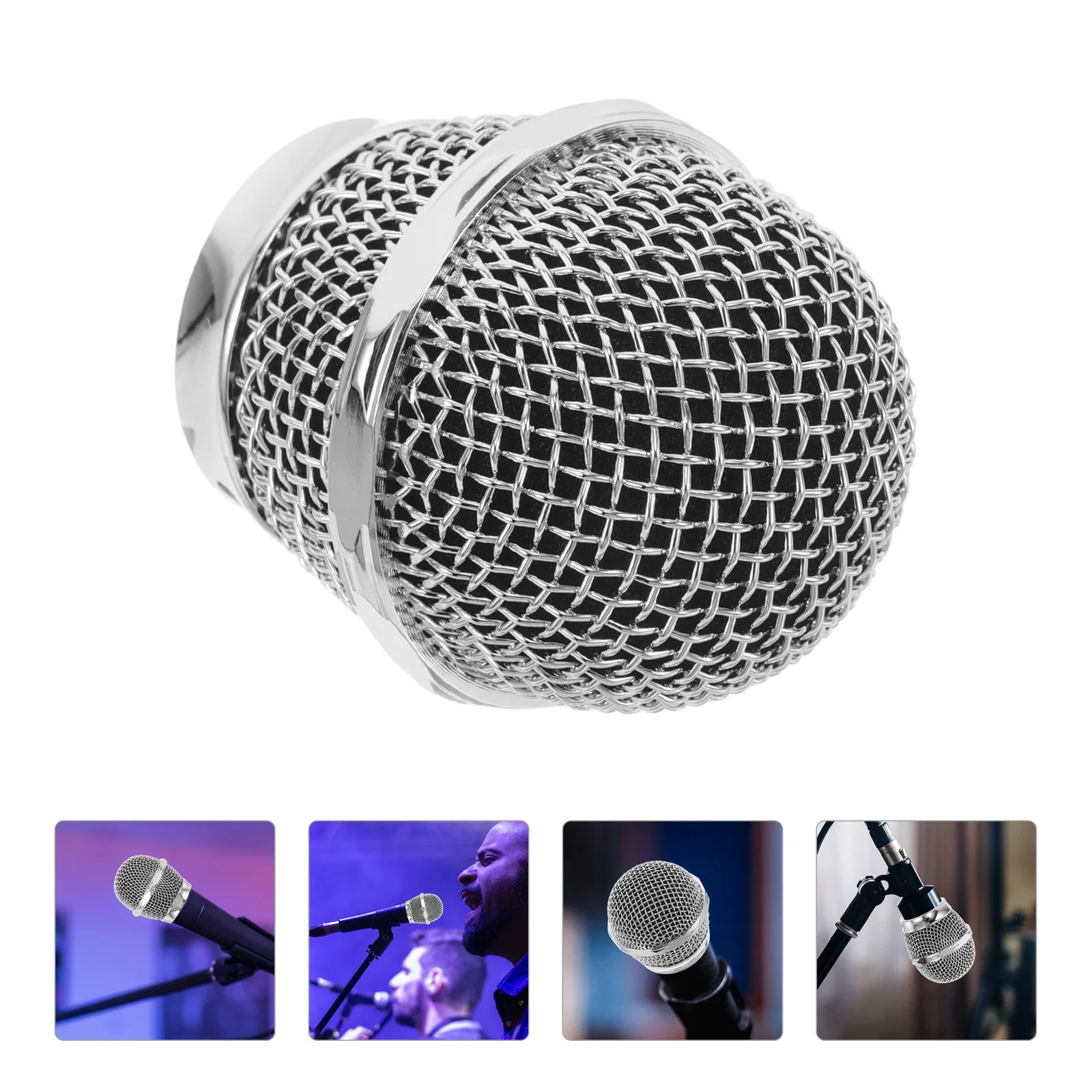 

Small Microphone Metal Head Replacement Grille Durable Welded Mesh Head for Ktv Recording Studio Concert Mic Repair Accessory
