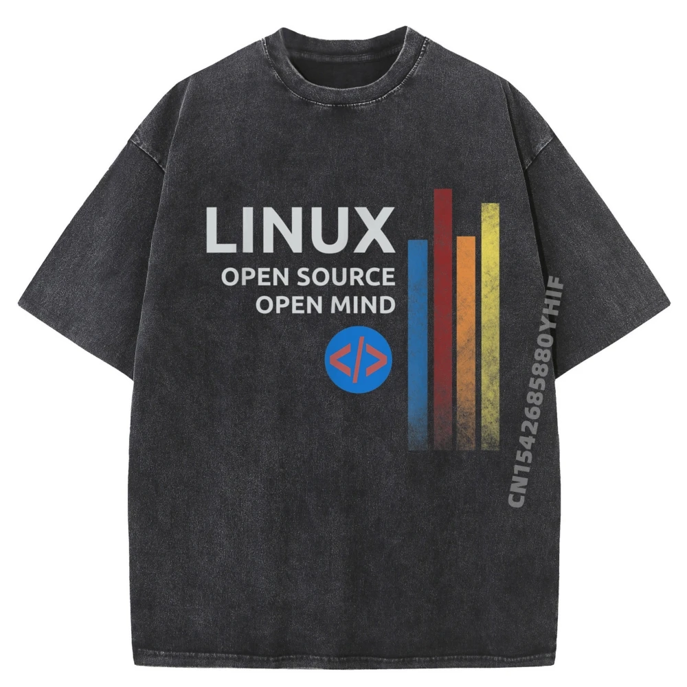 

Футболки с графическим рисунком Linux, футболки с надписью Open Source Open Mind, мужские рубашки с принтом, мужские топы, футболки, свободная футболка с принтом