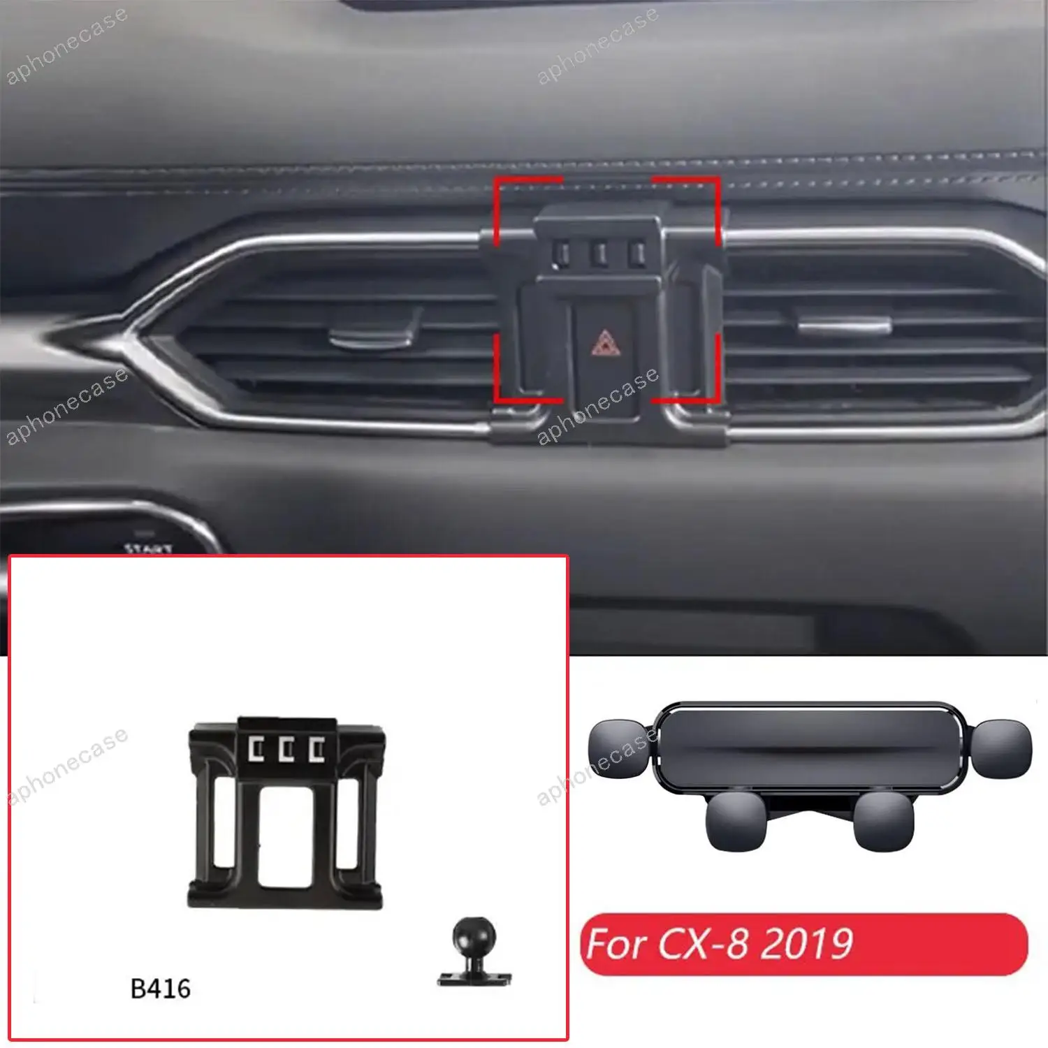 

Car Phone Holder Base Special Mounts For Mazda CX-8 2019 Fixed Air Outlet Bracket Base Accessories With Ball Head 17mm