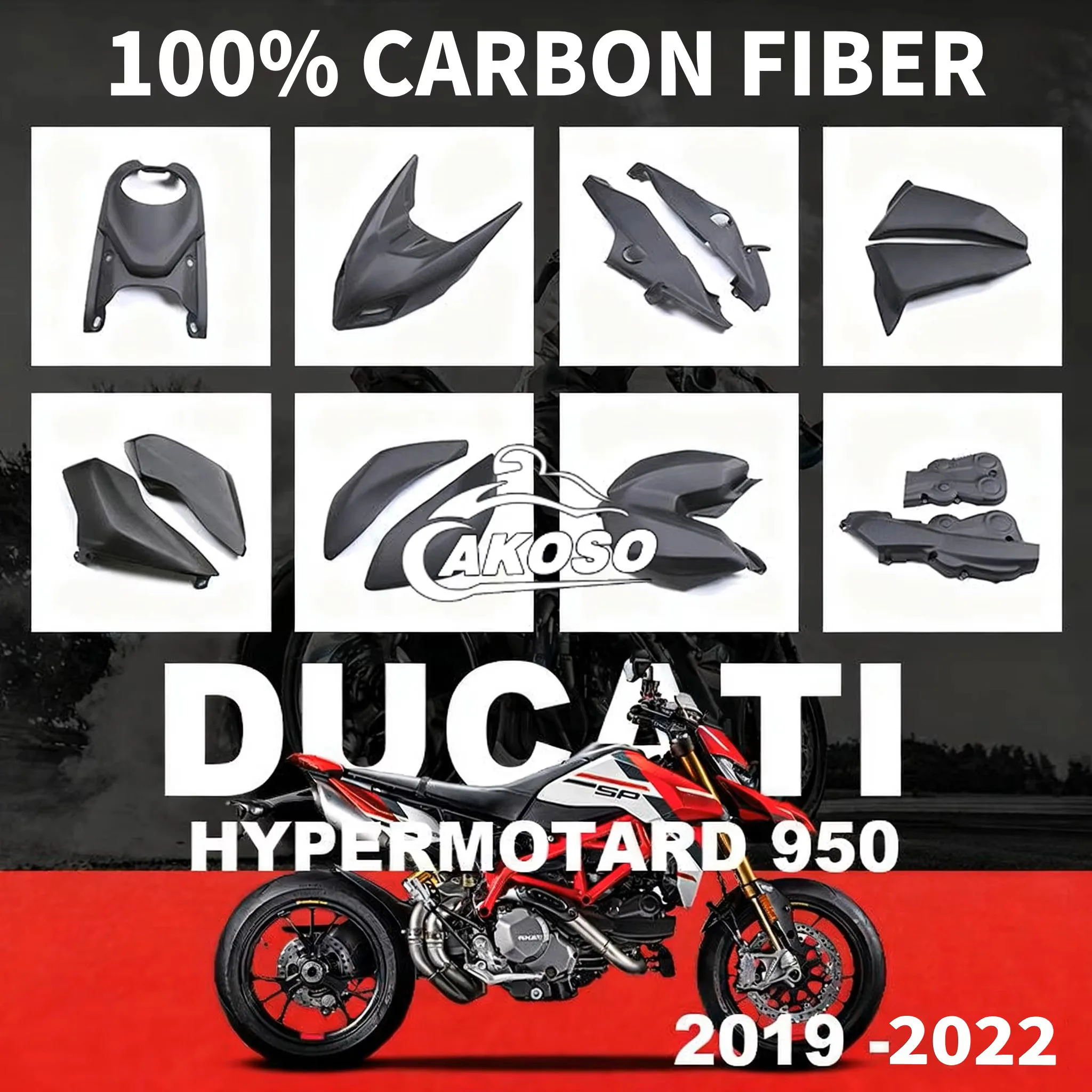 

Для Ducati Hypermotard 950 2019-2022 модифицированные комплекты обтекателей из углеродного волокна, крылья, крылышки бака, панели