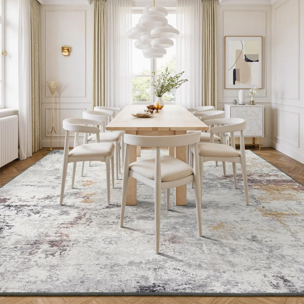 سجاد منطقة قابل للغسل مقاس 10 × 14، كومة منخفضة مقاومة للبقع، سجادة محايدة حديثة لغرف المعيشة وغرفة الطعام #3