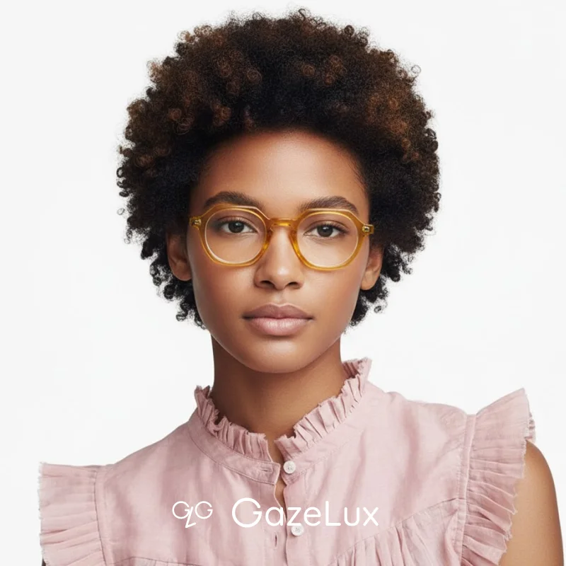 

GAZELUX Prescription Glasses for Women Men, Round Anti Blue Light Reading Glasses, Acetate Frame Myopia Eyewear