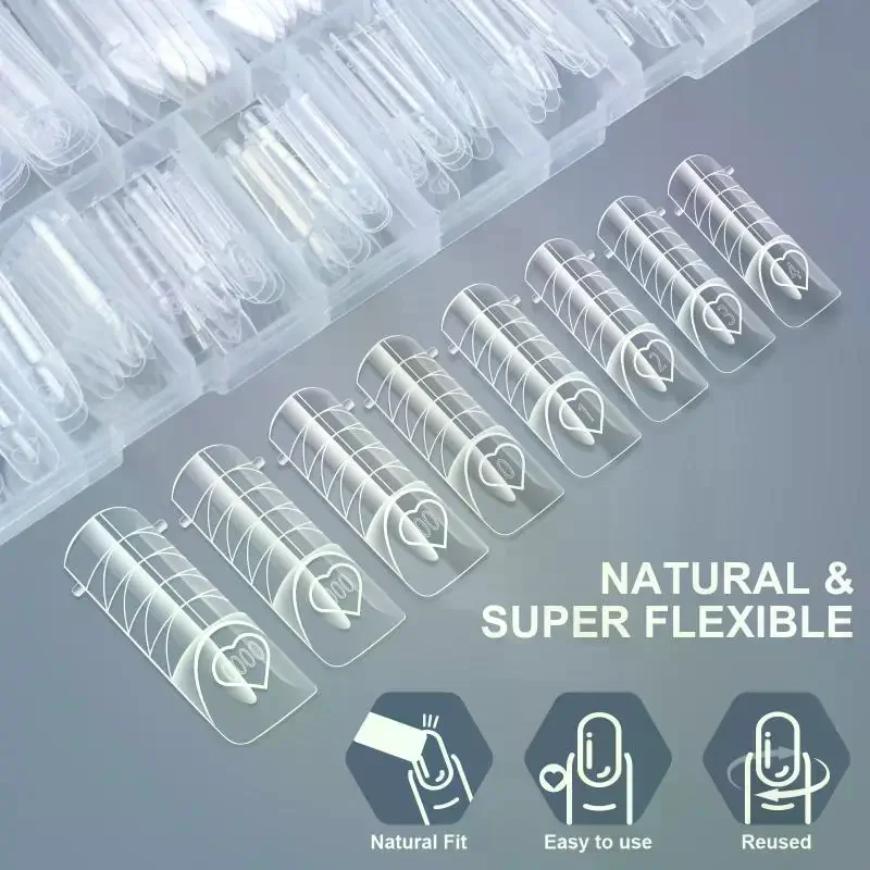 Tool 150Pcs Space Hollow French Nail Dual Forms with Scale French Line 3d Reusable Nail Extension Molds Manicure Diy