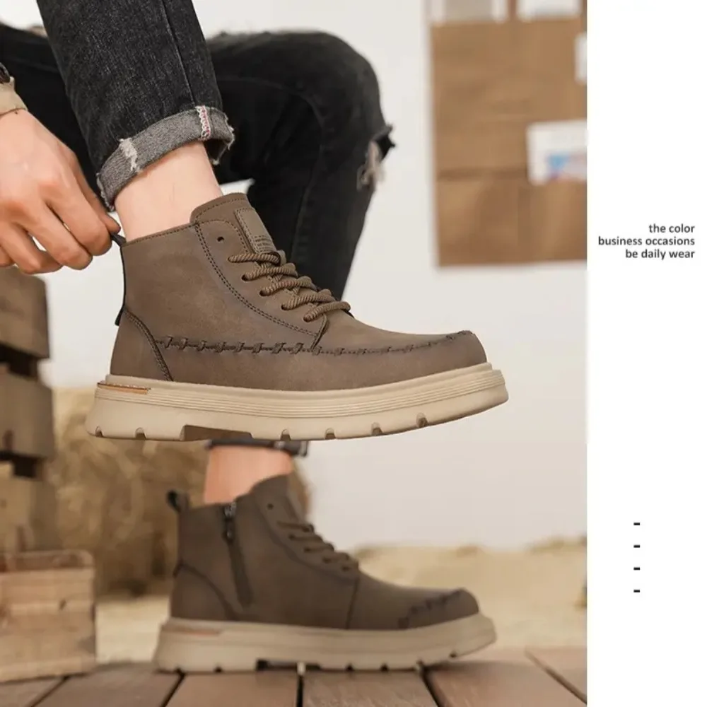 

Winter New Man Shoes Classic Men Retro Ankle Boots Fashion Waterproof No-slip High-top Casual Shoe Work&Safty Boots Botas Hombre