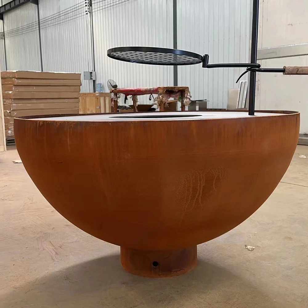 Garden Outdoor Warming Corten Steel Fireplace BBQ Outdoor Bbq Grill
