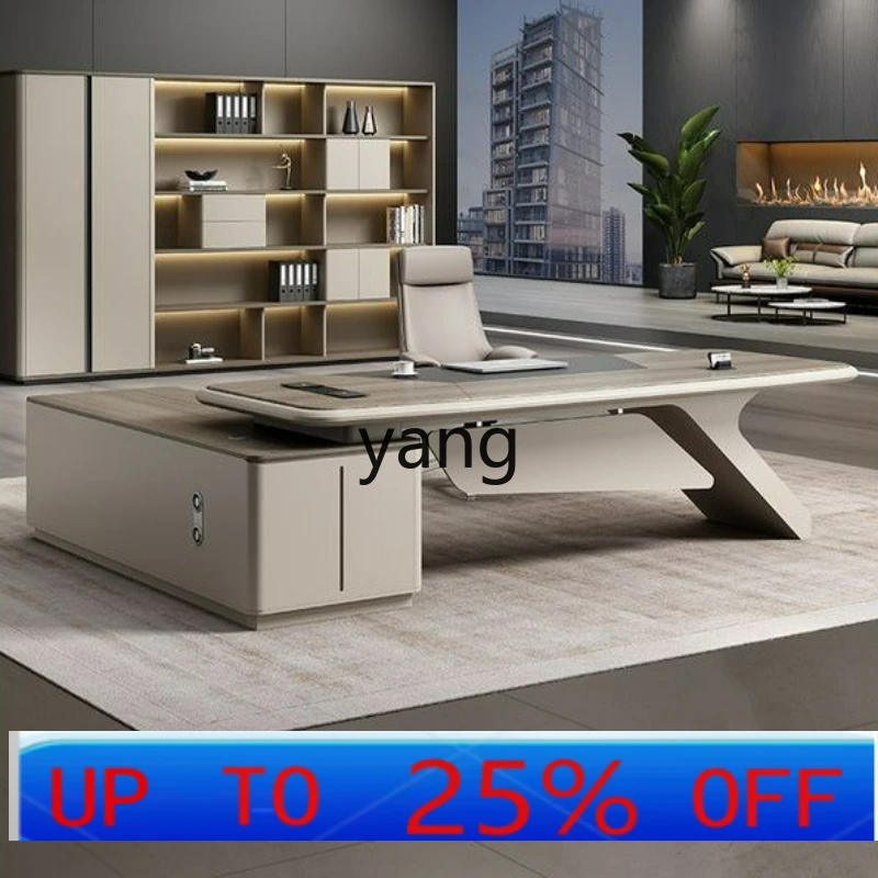 

LTT Leadership President's Table and Chair Combination Simple Chairperson's Office Furniture Light Paint Luxury