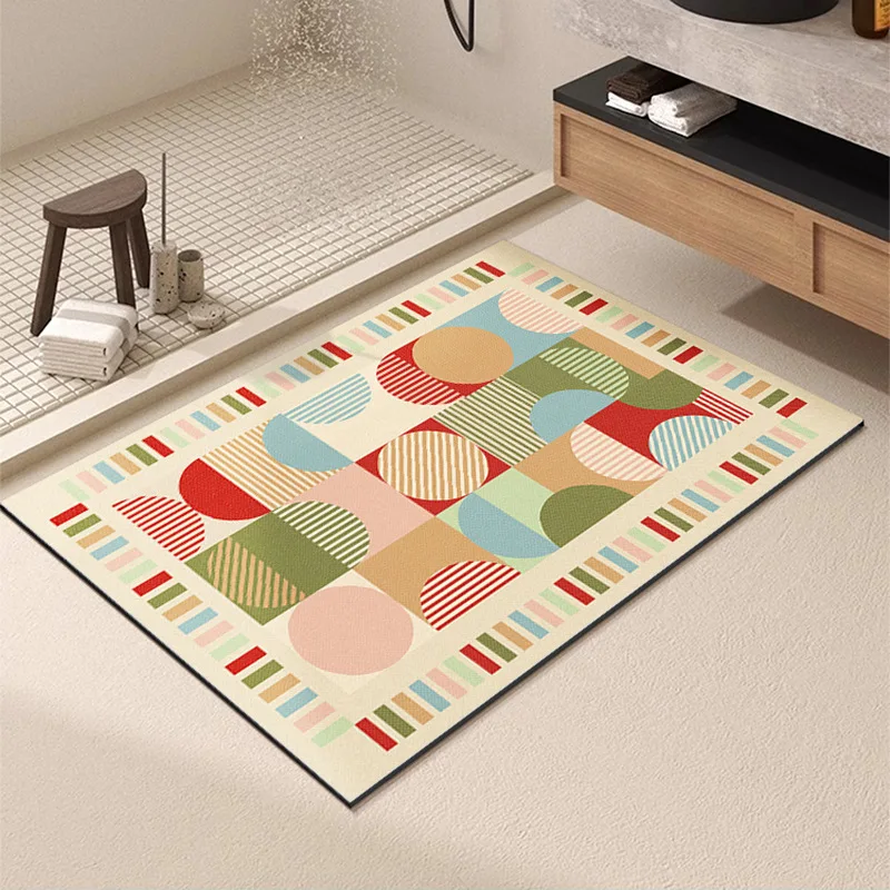 

Geometric Dopamine Bathroom Diatom Mud Mat Absorbent Anti-Slip Quick-Drying Household Floor Mat