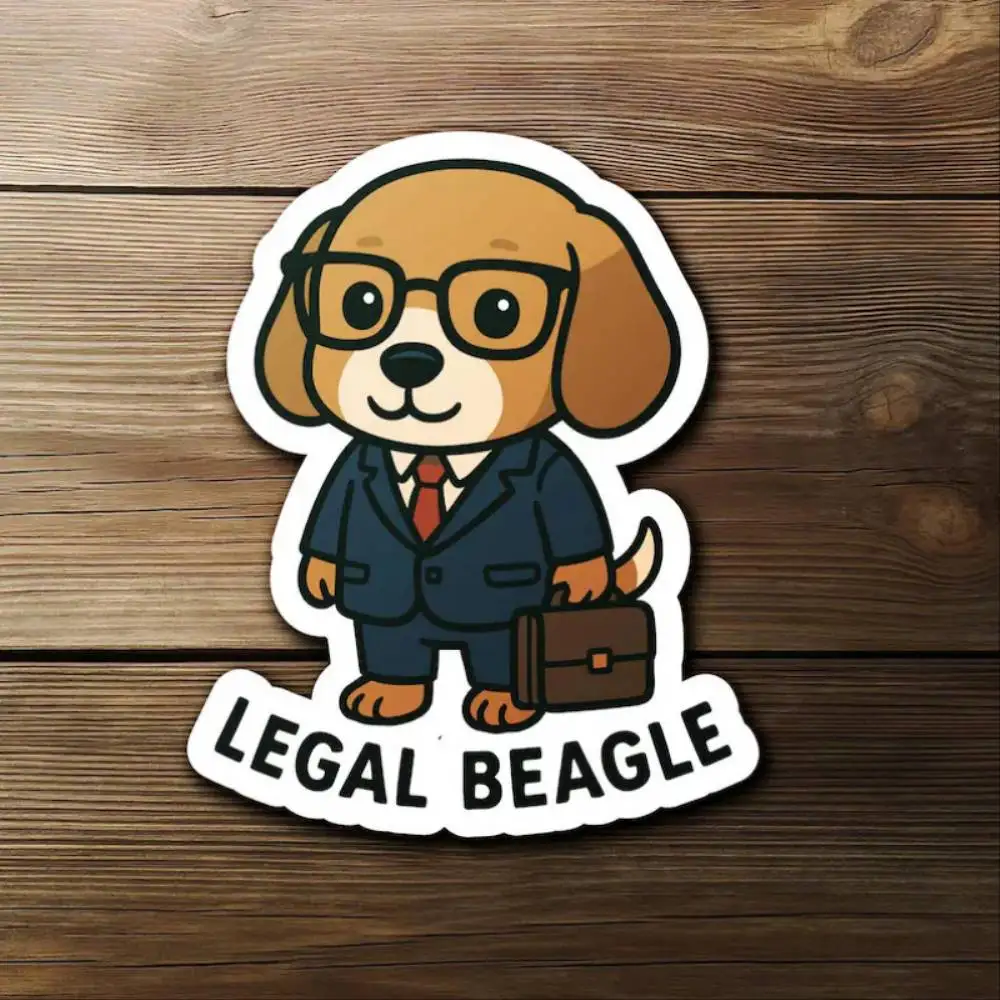 Sticker Cute Beagle Lawyer Pun Vinyl Funny Gift Puppy Law Humor Laptop Sticker Waterproof Stickers For Decorating Car Windows Mo