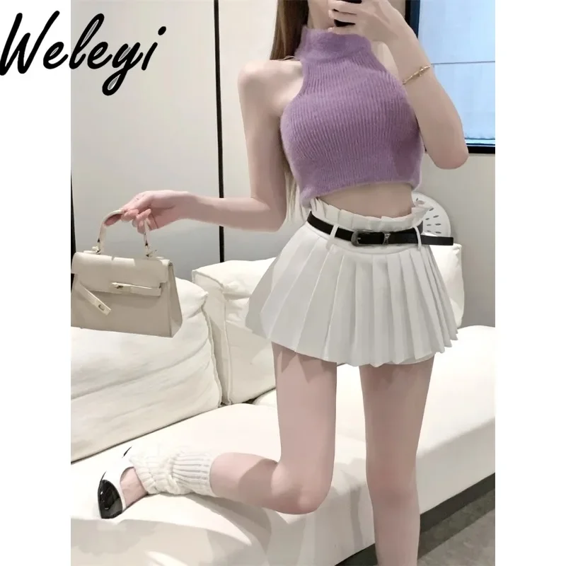 Jirai Kei Y2k Ropa Mujer Kawaii spódnica Falda Mini Saias Jupes Faldas Para Mujeres czarna biała letnia seksowna śliczna krótka spódnice Midi