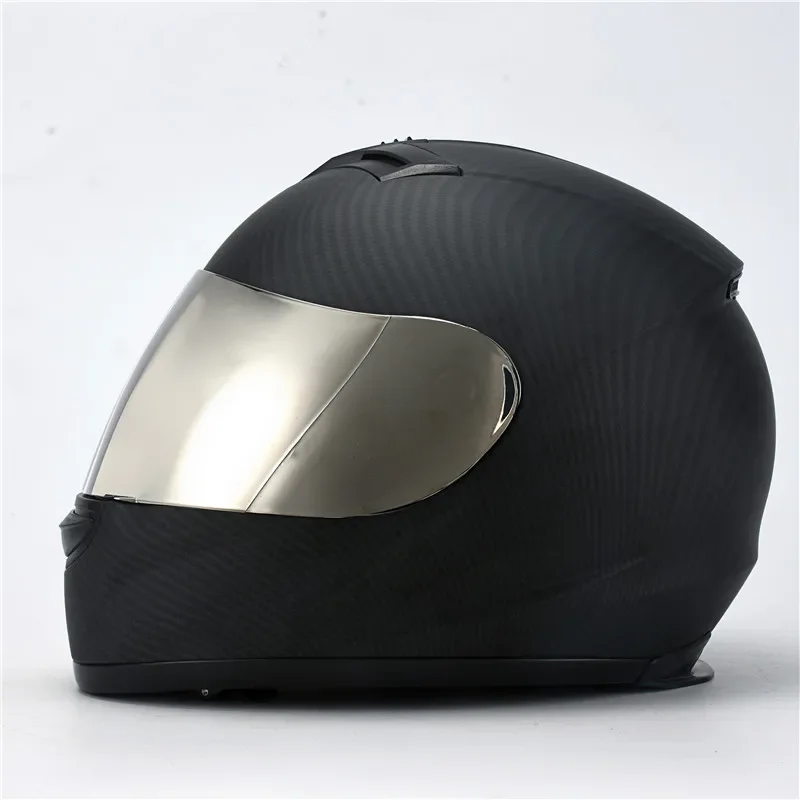 Carbon Fiber Motorcycle Helmet Full Face Modular with Color Visor And Sun Shield Matt Black Size L (22.4-22.8 Inch)