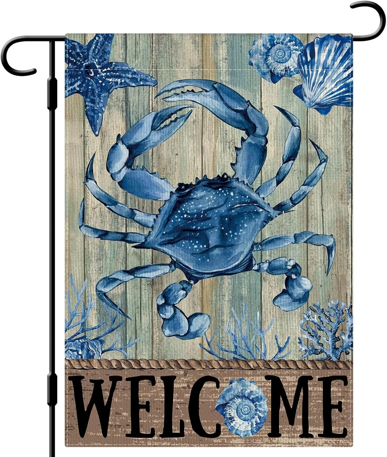 DLZDN Welcome Coastal Crab Garden Flag Summer Beach Starfish Garden Flag 12×18 Inch Double Side Vertical Burlap Farmhouse Ya EEZ