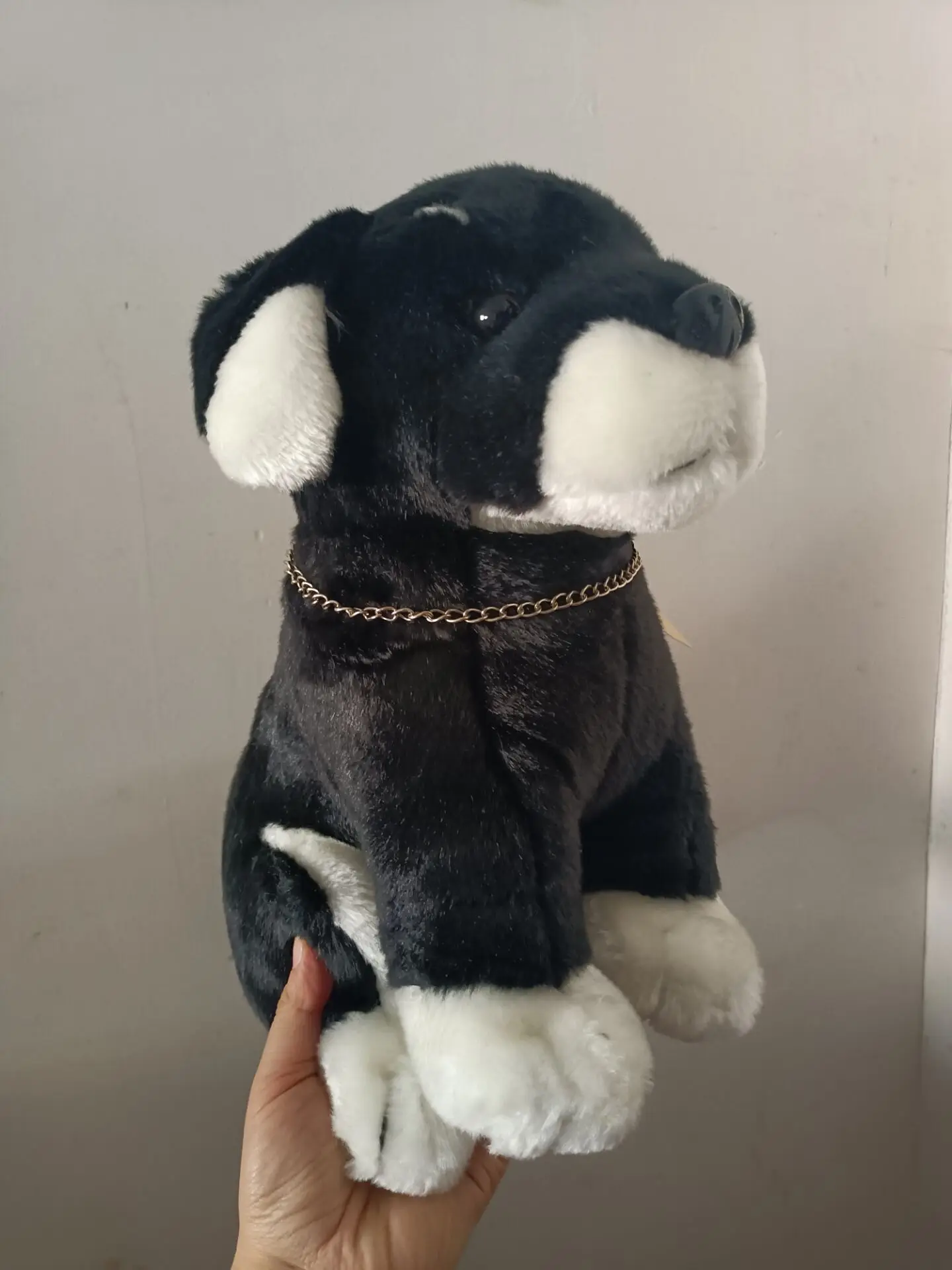 lovely plush dog toy high quality squating black dog doll gift about 35x30cm