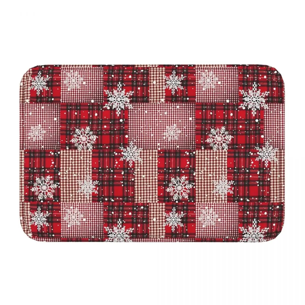 Non-slip Doormat Christmas Checkered Pattern. Carpet Bath Bedroom Mat Welcome Indoor Pattern