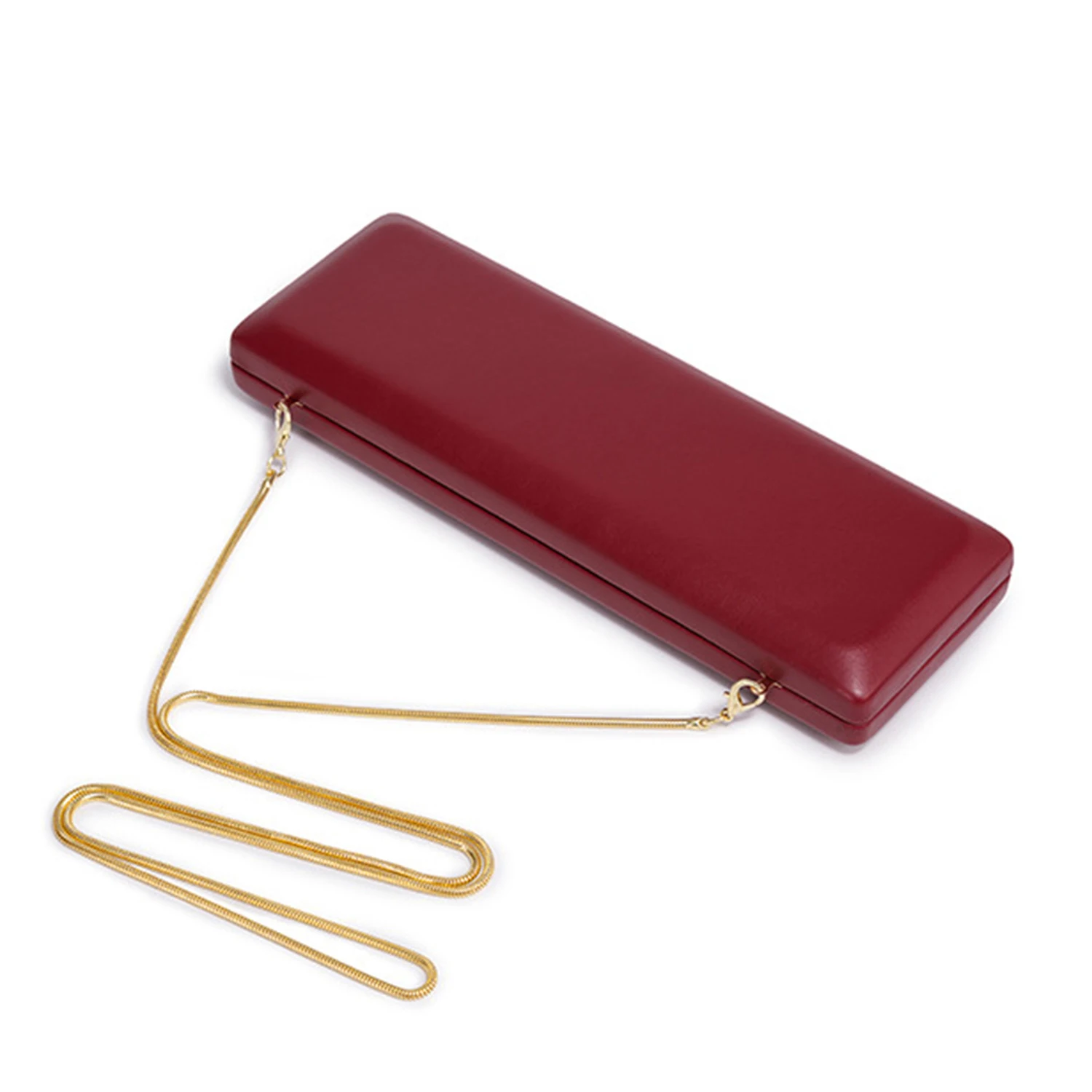 Elegant Red Evening Bag Minimalist Detachable Gold Chain Shoulder Bag Perfect for Evening Events, Weddings, and Formal Occasions view 4