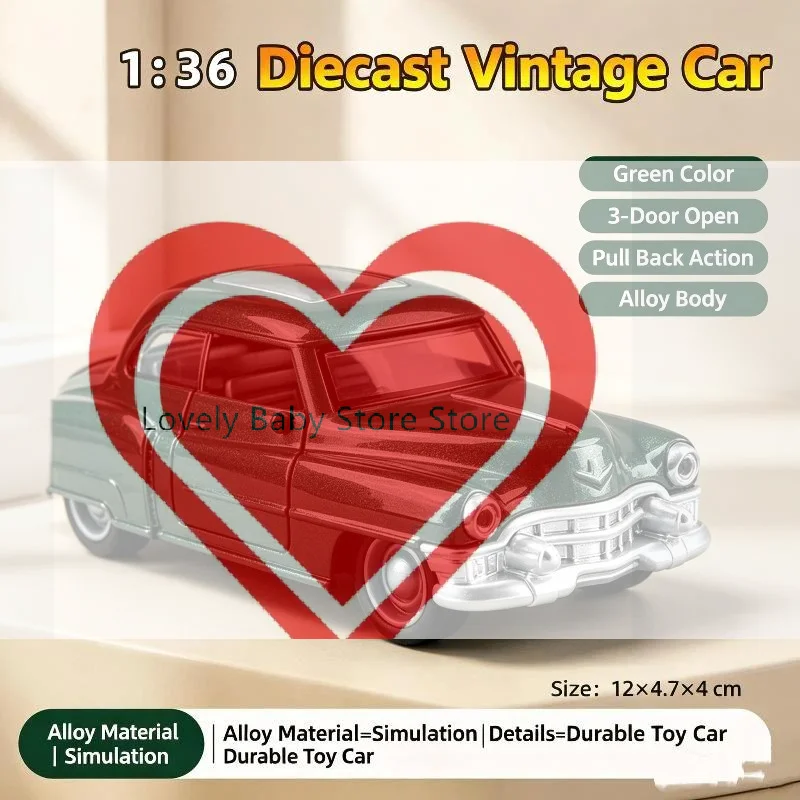 【BS】1Pcs Die‑Cast Alloy Boy's Toy 1/36 Scale Retro Three‑Door Antique Pull‑Back Van Replica Of An Old‑Fashioned Vehicle