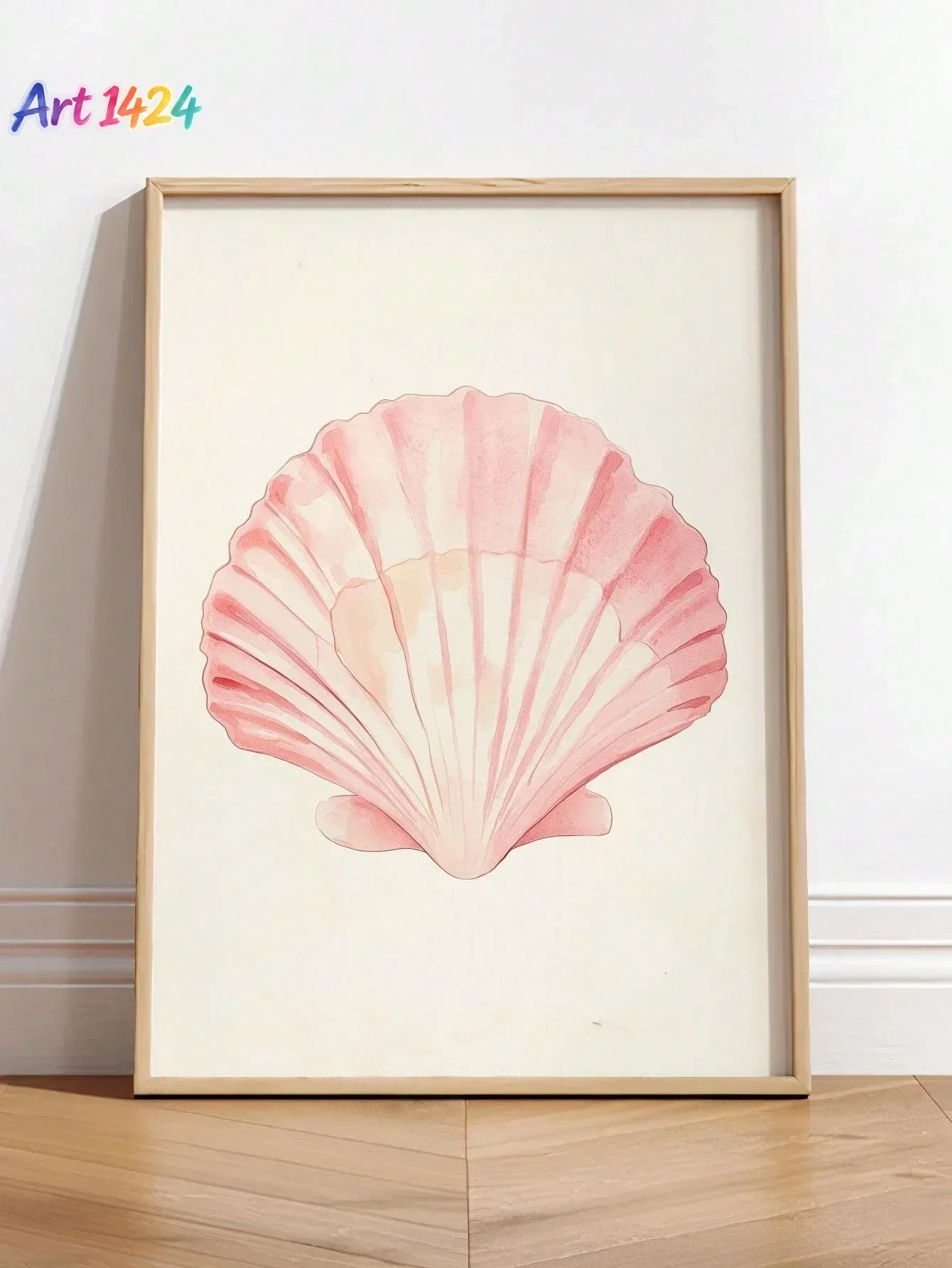 1pc, Light Pink Seashell Canvas Painting, Wall Art, Beach Room Decor, Teenage Girl Gift, Room Decor, Pink Art, Home Decor Unf