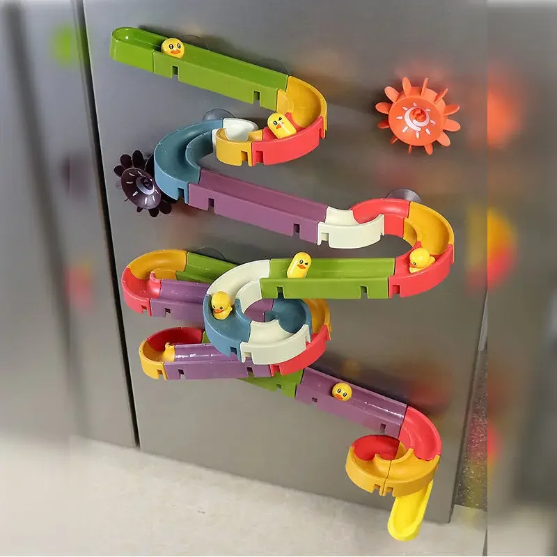 Baby DIY Assembling Track Slide Suction Cup Toys Bath Tub Toys Baby Bathroom Bathtub Shower Toy Set Duck Water Toys dla dzieci