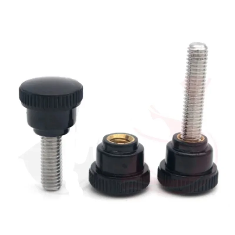 1Best 2Pcs M6 Bakelite Round Plastic head Hand screws stainless steel Pattern handle screw bolt Length 10mm-25mm L