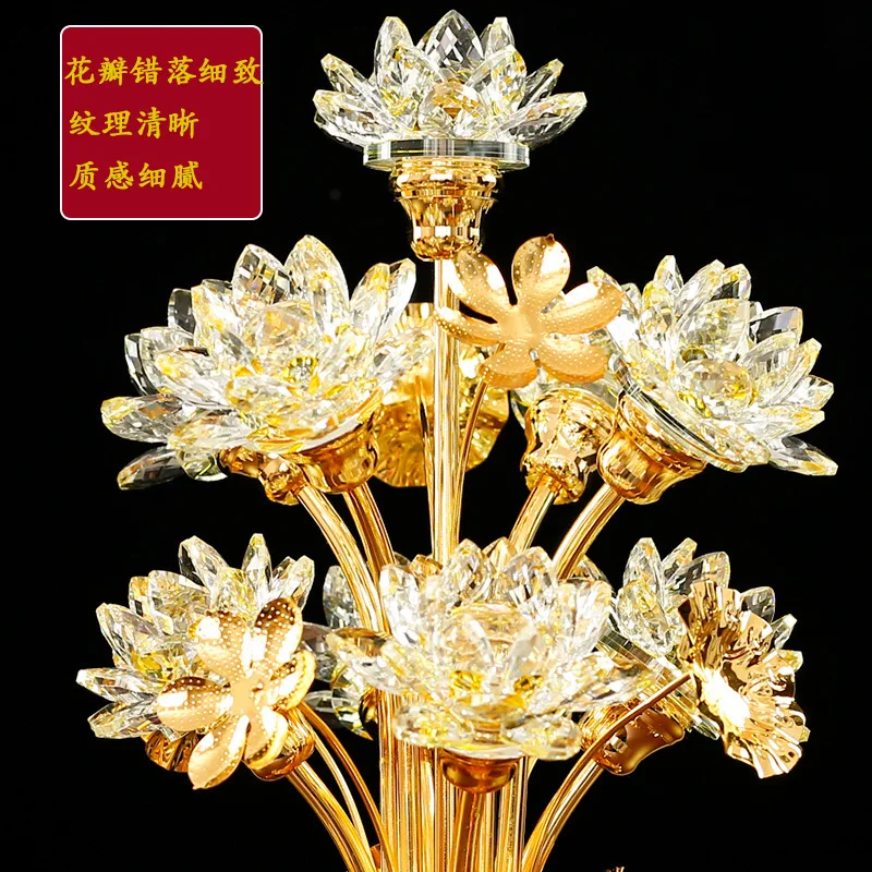 HT Crystal vase lotus lamp led household Bodhisattva supply temple  temple 24 hours plug-in everbright lamp