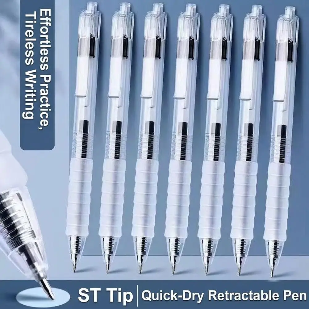 6pcs/set 0.5mm Black Blue Red Gel Pen ST Nib Fast Drying Soft Silicone Gel Grip Neutral Pen for School And Office Use