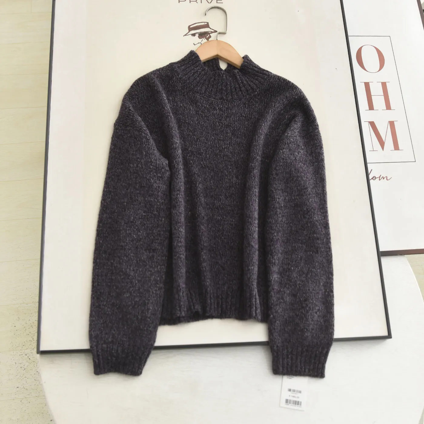 

McSystem 2022, осенне-зимний свитер с высоким воротником, простой утягивающий универсальный фиолетовый вязаный топ для женщин, повседневный Sle