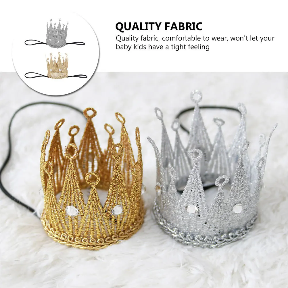

2Pcs Infant Crown Hairband for Baby Birthday Party Wedding Celebration Photo Shoot Comfortable Wear Newborn Crown Headband