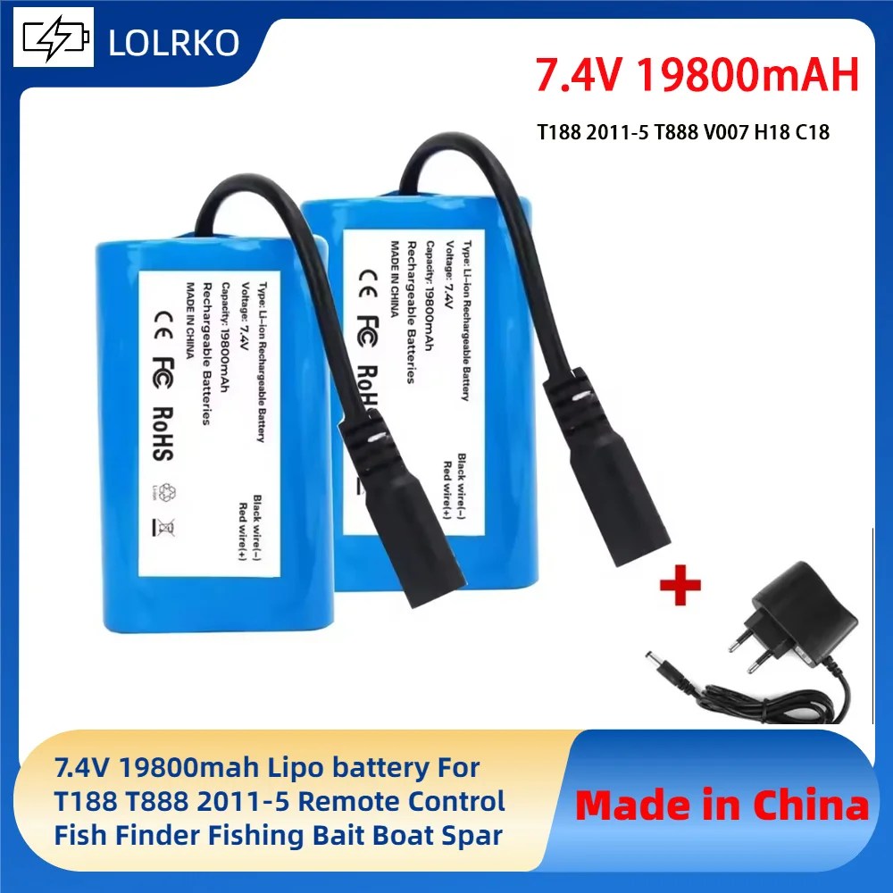 

7.4V 19800mah Lipo battery For T188 T888 2011-5 Remote Control Fish Finder Fishing Bait Boat Spare Parts RC toys accessories