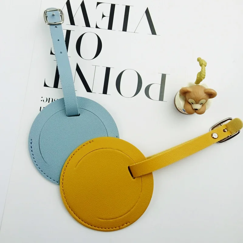 

Stylish Round Luggage Tag for Air Travel - Durable Scratch-Resistant Build, Secure Buckle & Removable Contact Card