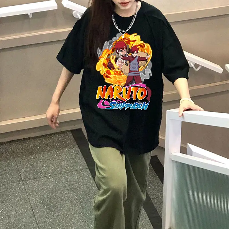 Naruto I Love Luo estampado tortuga planeta calle tendencia manga corta Estilo Vintage camiseta suelta de moda para hombres y mujeres