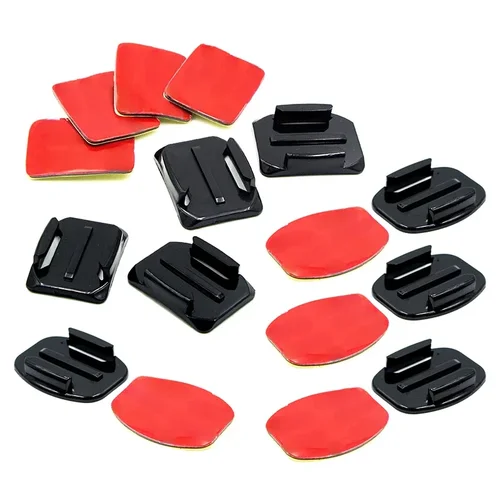 Imagen 1 del producto Juego de Base de casco curvada plana, montaje adhesivo + pegatinas de doble cara para GoPro, Xiaomi, Yi, 4K, SJCAM, Insta360, Osmo, cámara deportiva, 16 unidades