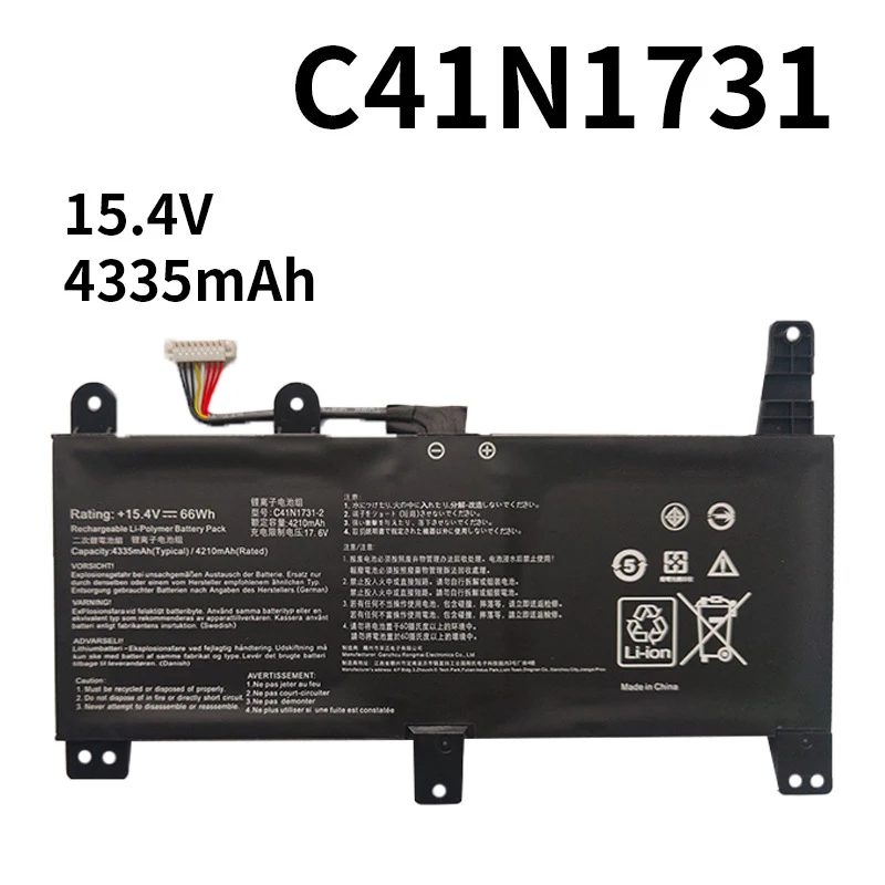 C41N1731 Laptop Battery for ASUS ROG STRIX SCAR II GL504 GL504G GL504GM GL504GS GL504GW GL704 GL704G GL704GM GL704GW 15.4V 66Wh