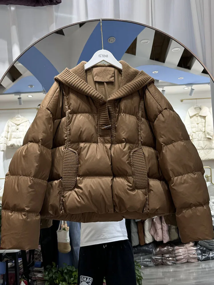 2024 Fashion Winter Women\'s Puffer Coat Ultra Light Warm Casual 90% White Duck Down Jacket Short Female Patchwork Parkas