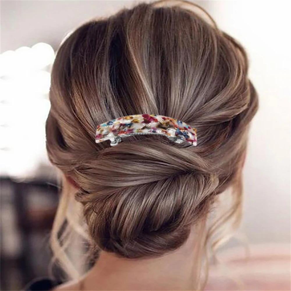 6-Color Bangs Sea Side Clip Acetate Plate Versatile Plate Hairpin Automatic Buckle Broken Hair Clips Fashion Simple Headdress