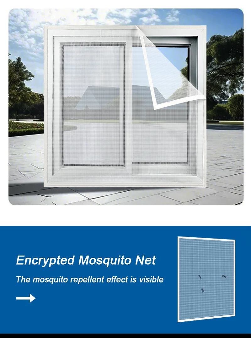 Anti-Mücken-Fenstergitter, selbstklebendes Fenster-Moskitonetz, sommerliches insektensicheres Türmücke für Fenster – Detail 17