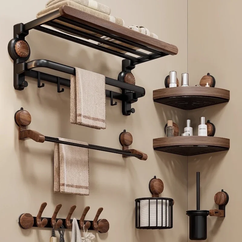 

Wooden toilet rack No punching towel rack No punching wall-mounted bathroom rack Antique toilet towel shelf