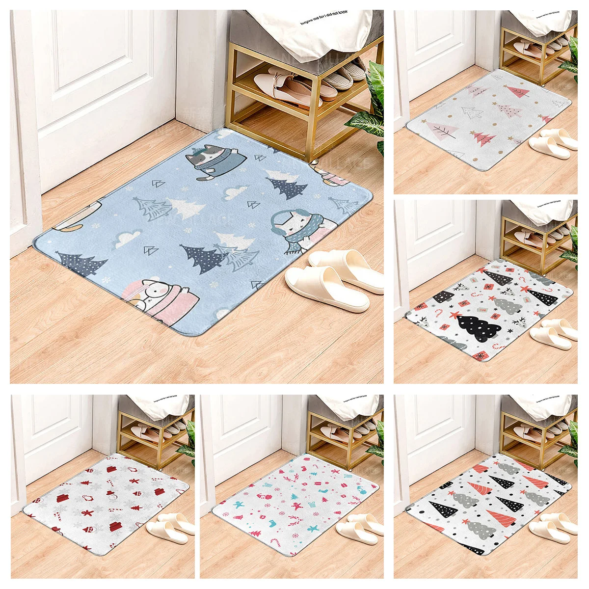 House entrance carpet Home door mat Living Room Bath Foot bathroom non-slip water absorption rugs bath Merry Christmas winter