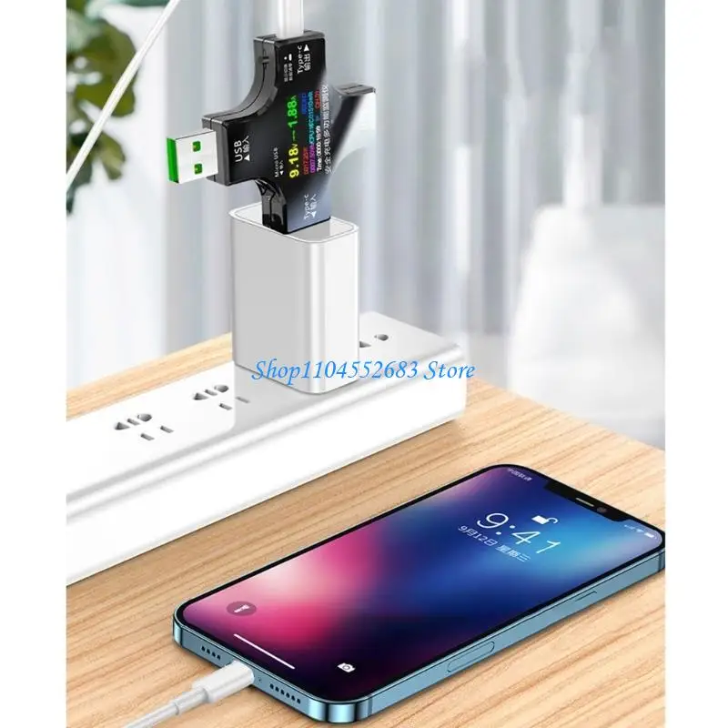 Y6GD Tester USB Power Meter 2 in 1 Multimetro digitale 3.6-36V 0-5.10A Tensione e Tester corrente, Type-C Voltmetro