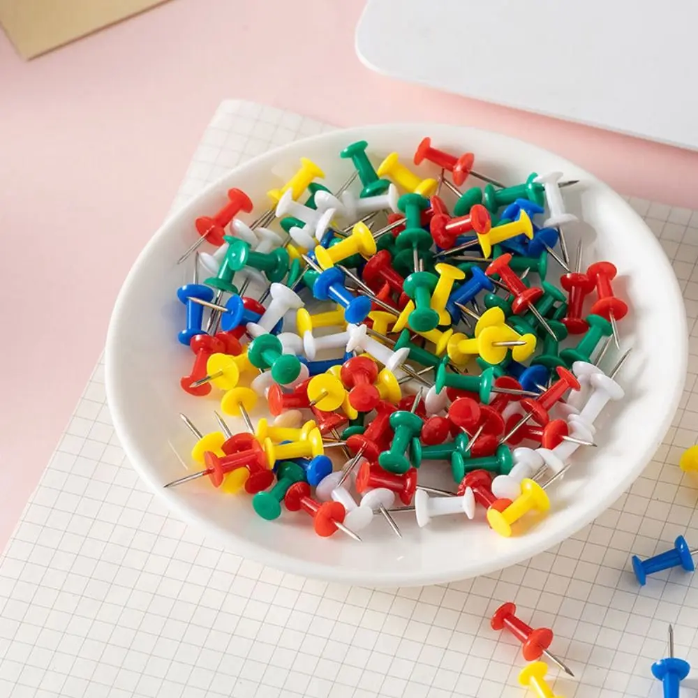 100PCS 벽 카드 사진 Pushpin Thumbtack 플라스틱 코르크 보드 보드 Tacks 푸시 핀 버튼 핀 Thumb Tacks 핀 장식