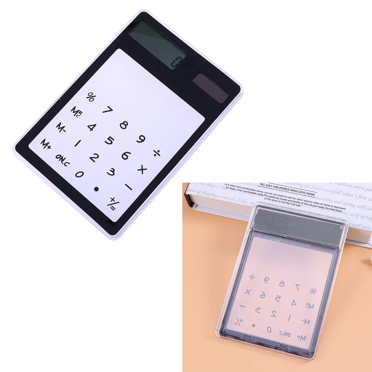 

Solar Calculator Mini Portable Touch Screen Transparent Panel Lcd School Office Supplies Yellow Auto On Off Function Compact